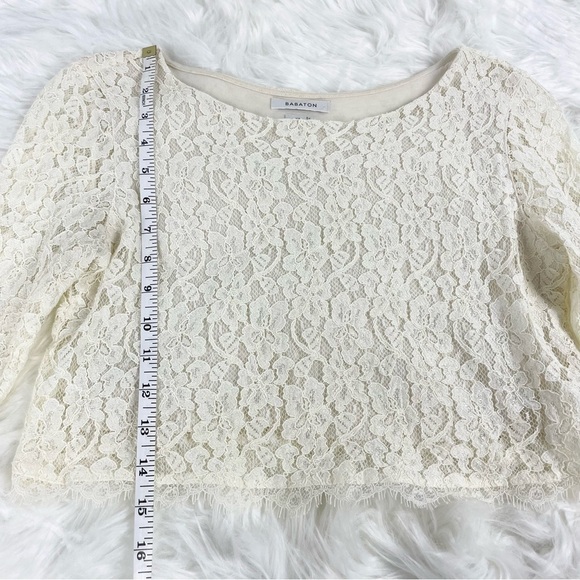 Aritzia Babaton Cropped Stuart Blouse Cream Lace Size XS - Picture 4 of 7